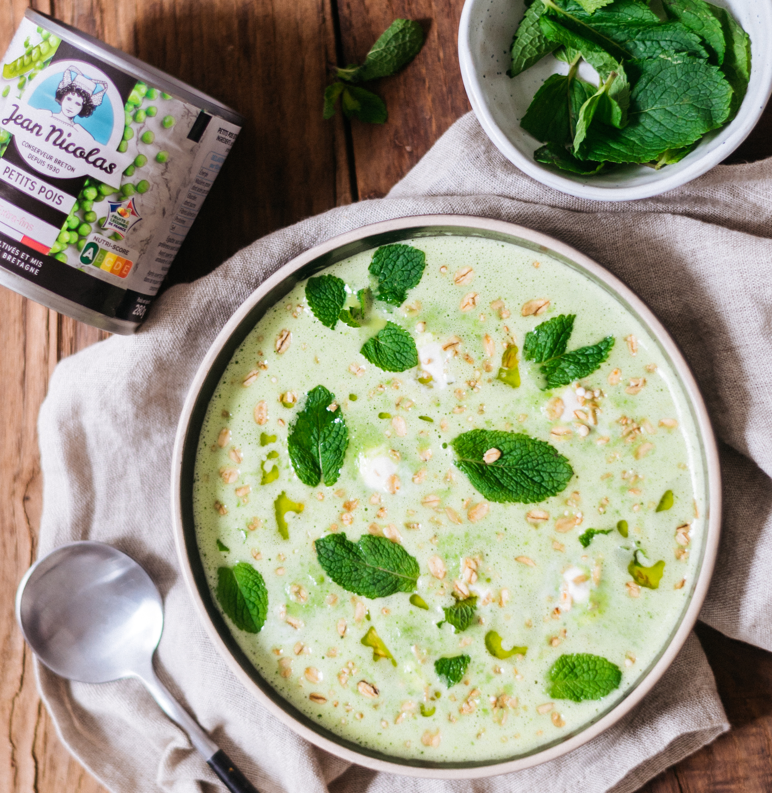 Soupe froide de petits pois à la menthe - Jean Nicolas